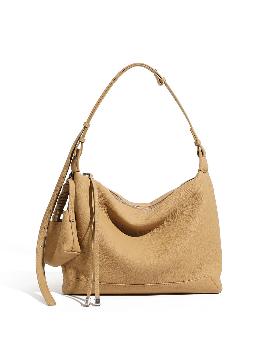 OC- SPD Soft Genuine Leather Women Shoulder Bag Large Capacity Soft Cowhide Underarm Bag Casual Tote Career Office Commute Simple Leisure