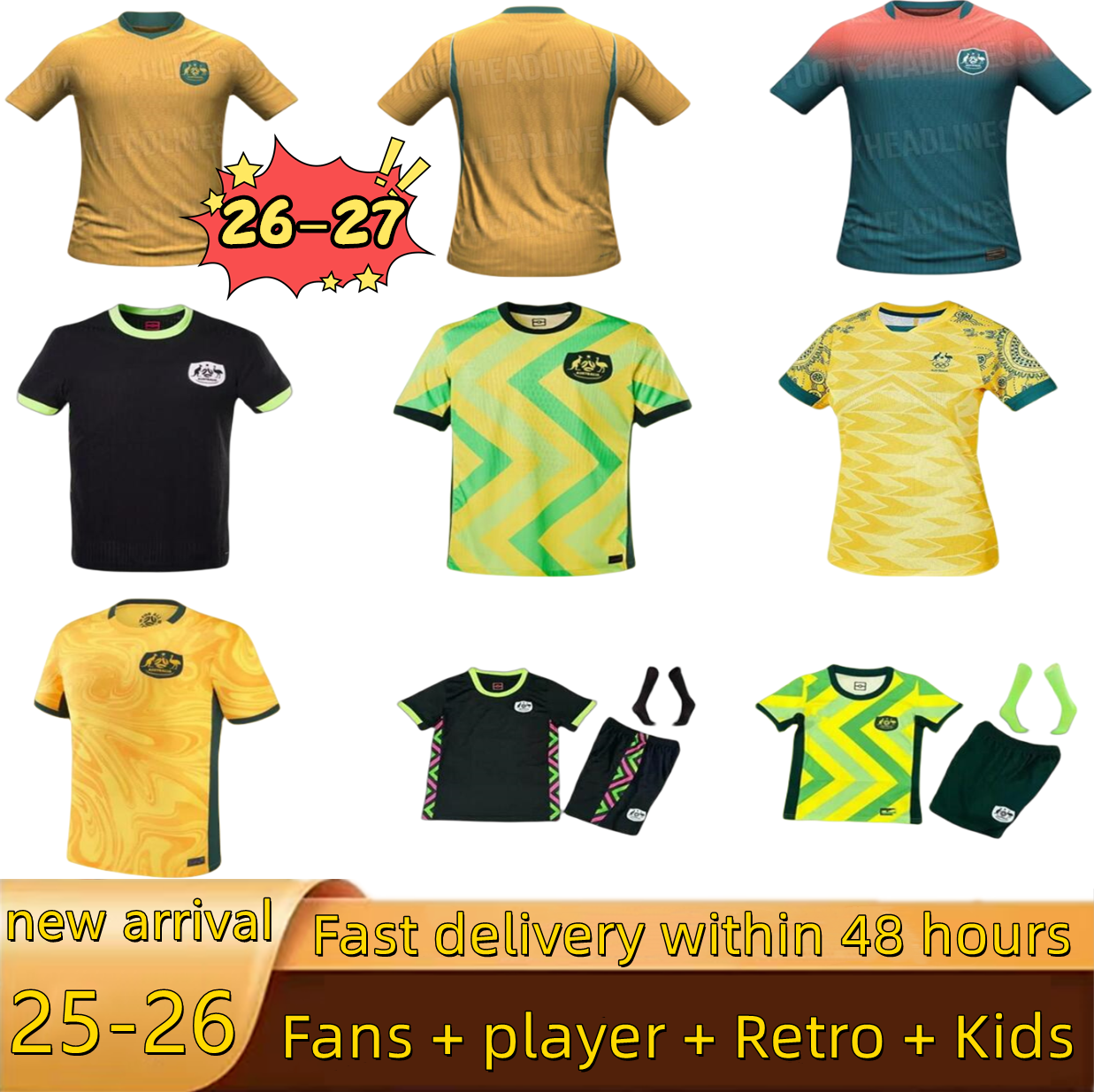 2026 Australia Soccer Jerseys National DUKE SOUTTAR METCALFE GENREAU BOYLE CIRCATI MCGREE AGOSTINO SILVERA 25 26 27 Home Men football Sports Uniforms shirt Kids kit