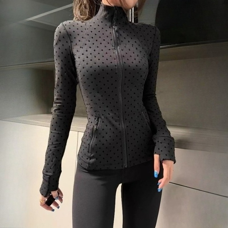 L-Designer Yoga Jackets Womens Slim-Fit Hip-Length Mock Neck jacket Solid Color Zipper Sports Coats High Neck Cover Finger Tight Casual Fitness Sweatshirts