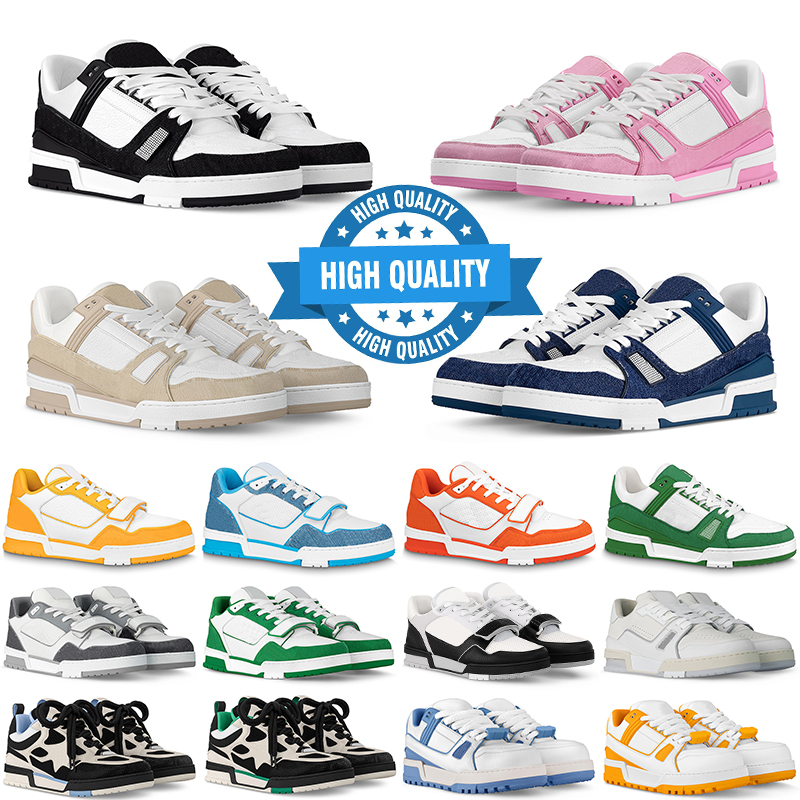 Designer shoes Casual Shoes men women Virgil sneaker Skate casual trainers Flat bottom outdoor sneakers Black White Green Yellow Blue Navy Pink sports shoes