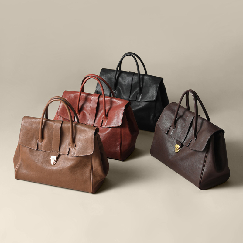 Same-style Qiu Zhen lady's leather bag, women's bag, vegetable-tanned cowhide single-shoulder crossbody bag, large-capacity handbag for comm
