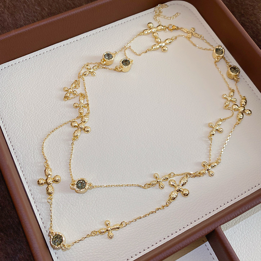 Tiger Eye Stone Flower Pearl Simple Fashion Elegant Versatile Sweater Chain Light Luxury High-End Sense Necklace for Women - view 6