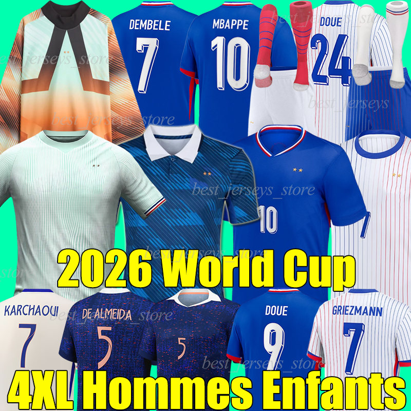 4XL 2026 french club MBAPPE DEMBELE soccer jerseys 26/27 GRIEZMANN GIROUD KOLO MUANI BARCOLA OLISE THURAM DOUE RABIOT Men kids kits socks sets Maillots football shirt