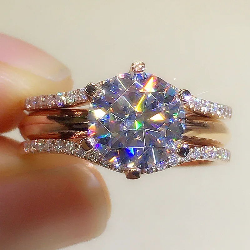 Womens -Selling Fashion 6-Claw Cubic Zirconia Solitaire RingEuropean American Engagement Dinner Ring Jewelry Gift 260107