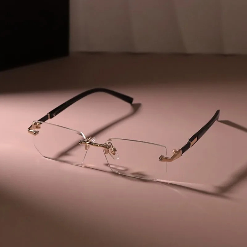 Chic Rectangle Glasses for Men Chic Rimless Rectangle Glasses for Men Women - Vintage-Inspired Clear Lens Zinc Alloy Frame 260106