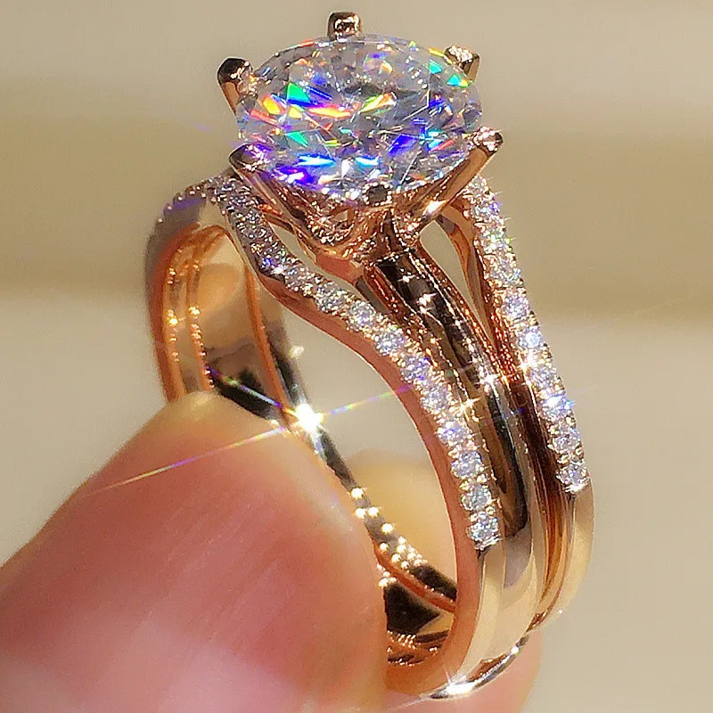 Womens -Selling Fashion 6-Claw Cubic Zirconia Solitaire RingEuropean American Engagement Dinner Ring Jewelry Gift 260107