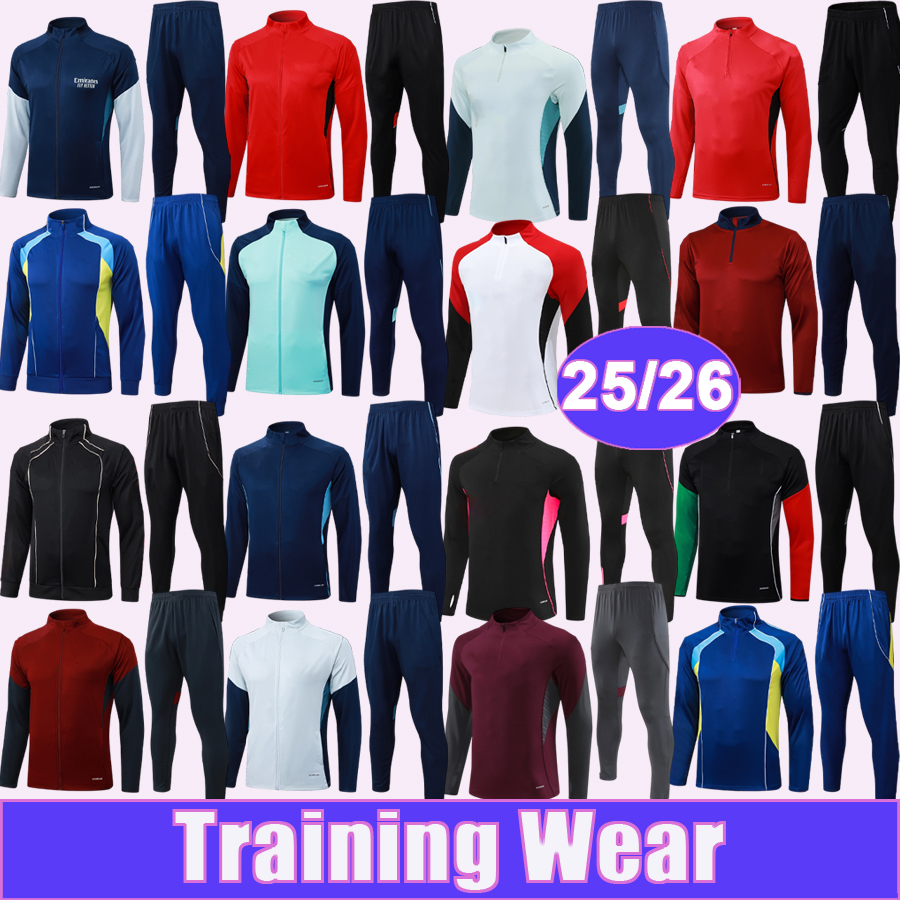 25 26 SAKA G.JESUS Training Wear Kit Suit Soccer Jerseys MARTINELLI TROSSARD HAVERTZ STERLING SALIBA WHITE Half/Full Zip Tracksuit Football Shirts