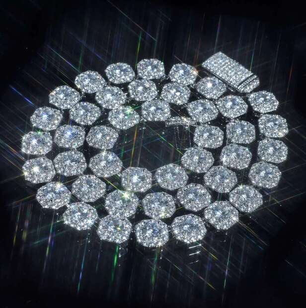 Stylish necklace with moissanite and VS grade round diamonds, 11mm wide, unisex, hip-hop rap tennis clavicle chain Shine brightly AAAAA Free delivery