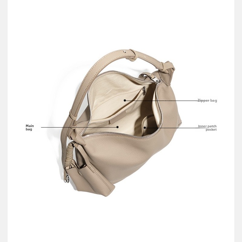 OC- SPD Soft Genuine Leather Women Shoulder Bag Large Capacity Soft Cowhide Underarm Bag Casual Tote Career Office Commute Simple Leisure