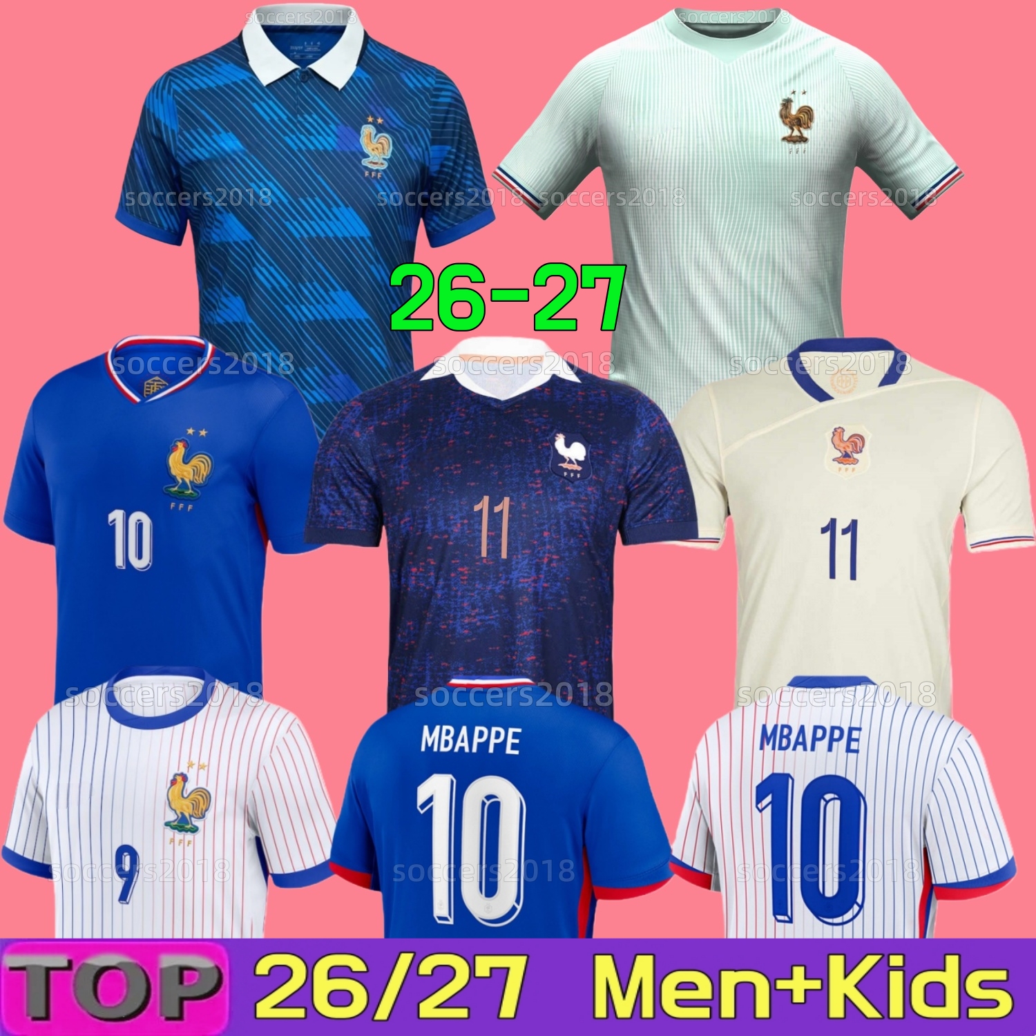 French 2026 World Cup Home MBAPPE Soccer Jerseys BENZEMA GIROUD GRIEZMANN SALIBA PAVARD KANTE POGBA THURAM KOLO 2024 25 26 Maillot De Foot Equipe Football Shirt Kids