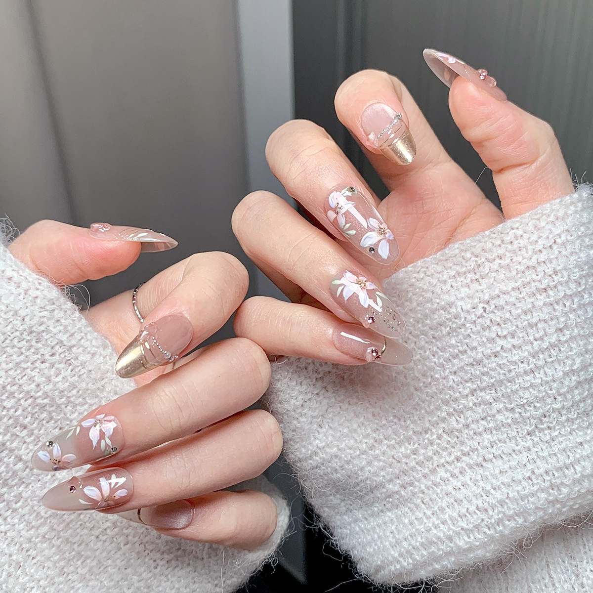 highquality artificial mediumlength frenchoval style acrylic nails ideal for salon services