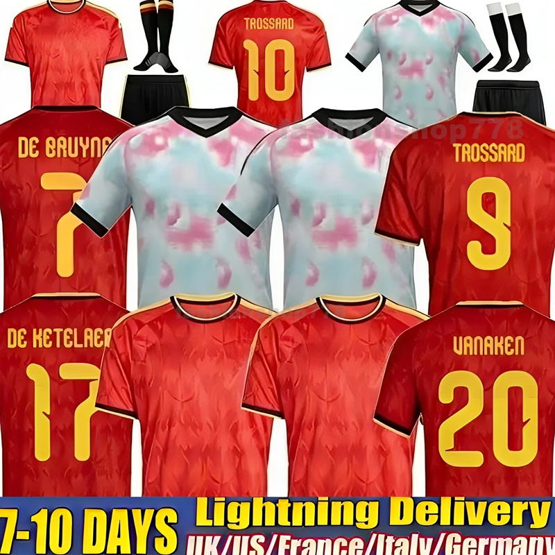 2026 Belgium World Cup Soccer Jerseys DE BRUYNE R. LUKAKU E. HAZARD 26 27 OPENDA TROSSARD DOKU ONANA DE KETELAERE Fans Player Version Football Shirt Uniform Men Kids Kits