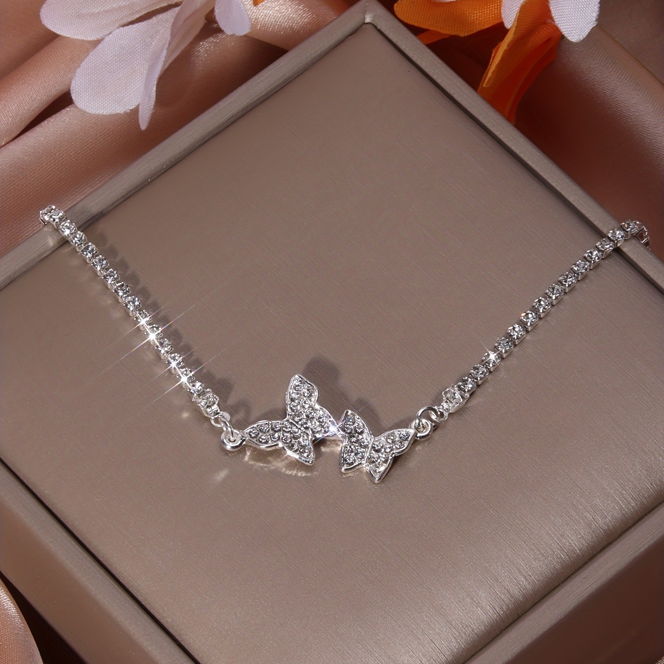 Luxury Brand Designer Jewelry Luxury Brand Designer Jewelry Niche Design Diamond-Studded Butterfly Anklet High-End Versatile Light Luxury Fashion Pers