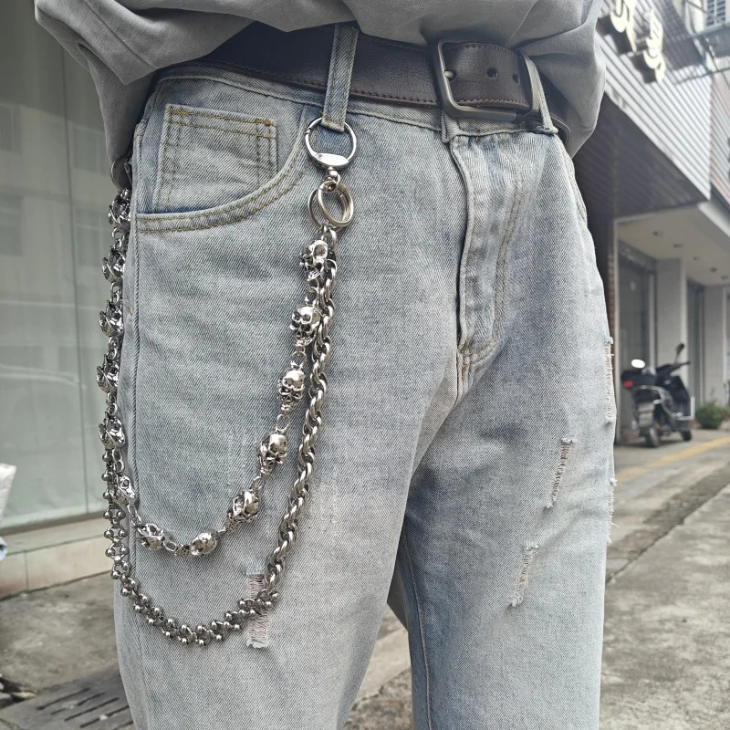 Original DIY Skull Pants Chain Stainless Steel Round Beads Combination Locomotive Chain Punk Men And Women Accessories 260107