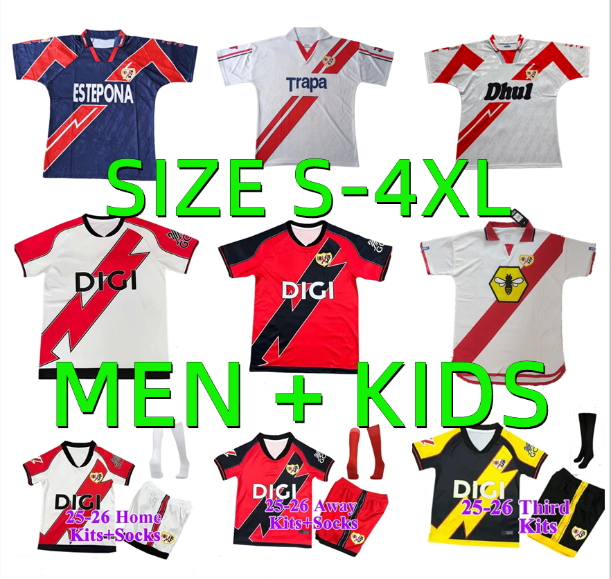 25 26 Rayo Vallecano FALCAO soccer jerseys 94 95 97 98 01 02 Retro ISI DE FRUTOS A.ESPINO LEJEUNE ALVARO OSCAR TREJO 2025 2026 1994 1995 1997 1998 men kids football shirt