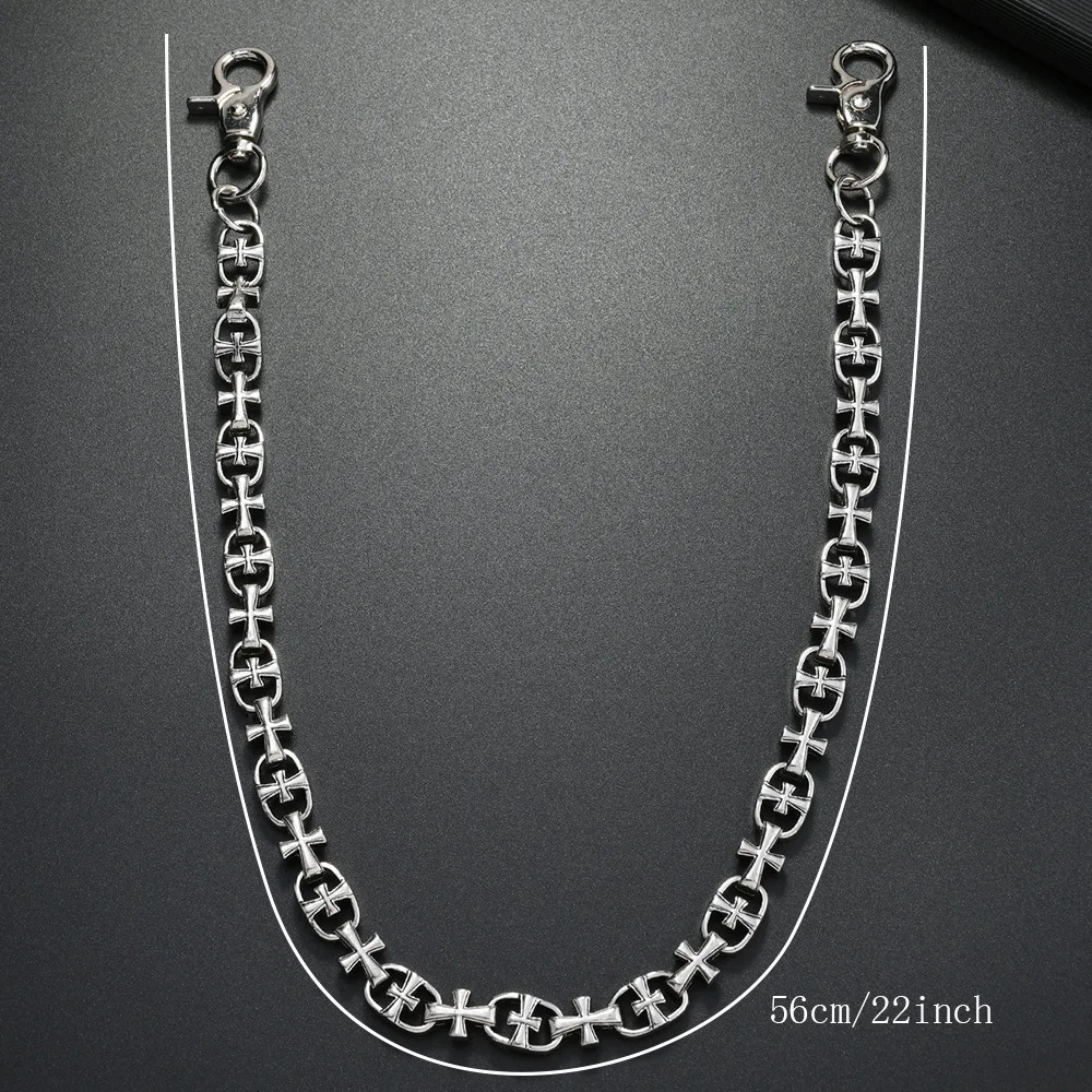 Punk Skull Cross Pants Chain Heavy Waist Men Cool Jeans Chain Keychain Wallet Chain Gothic Biker Fashion Accessories 260107