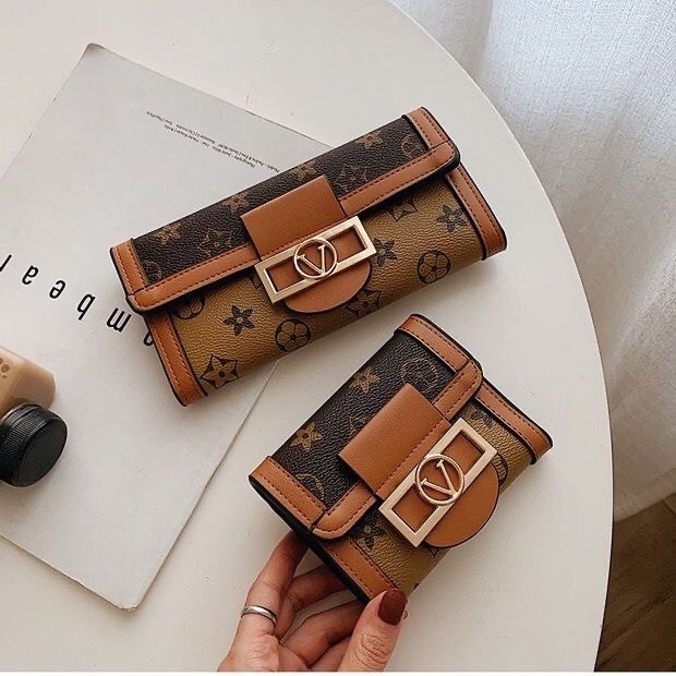 Free Shipping 2026s New Fashion Print Design Women's Wallet Trendy Versatile Portable Coin Purse Multi Card Slots Large Capacity Brown Yellow Lon