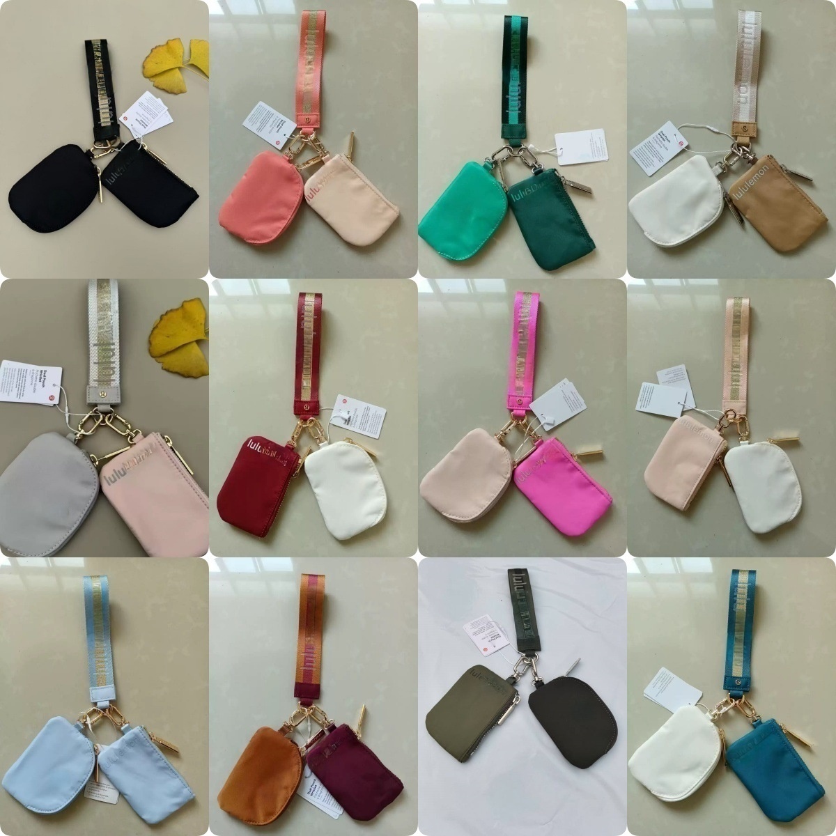 US Warehouse designer Dual Pouch wristlet Bag black Gold yohain storage key bag Yoga bag Portable mini stylish color-blocking coin wallet Coin Purse pocket Wholesale