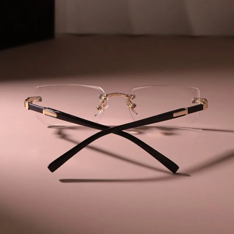Chic Rectangle Glasses for Men Chic Rimless Rectangle Glasses for Men Women - Vintage-Inspired Clear Lens Zinc Alloy Frame 260106