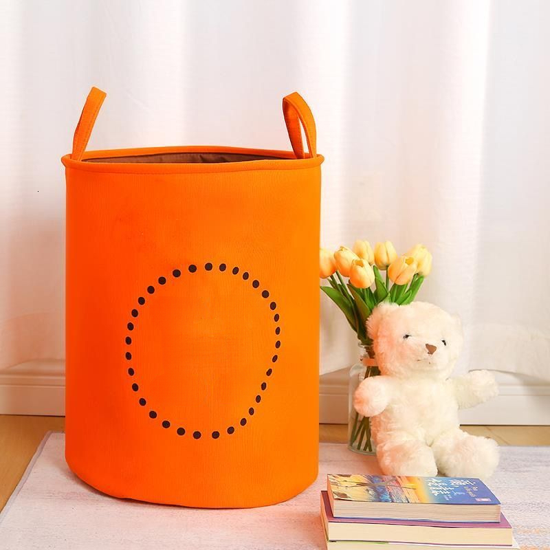 Round Barrel Orange Series Large Open Dirty Laundry Basket Toy Miscellaneous Storage Bin