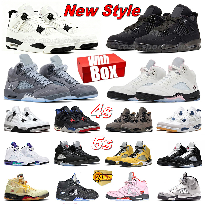 Wolf Grey 5s Basketball Shoes man woman Medium Soft Pink 4s Black Cat Flight Club White Cement Off Noir Black Metallic high quality outdoor sneakers
