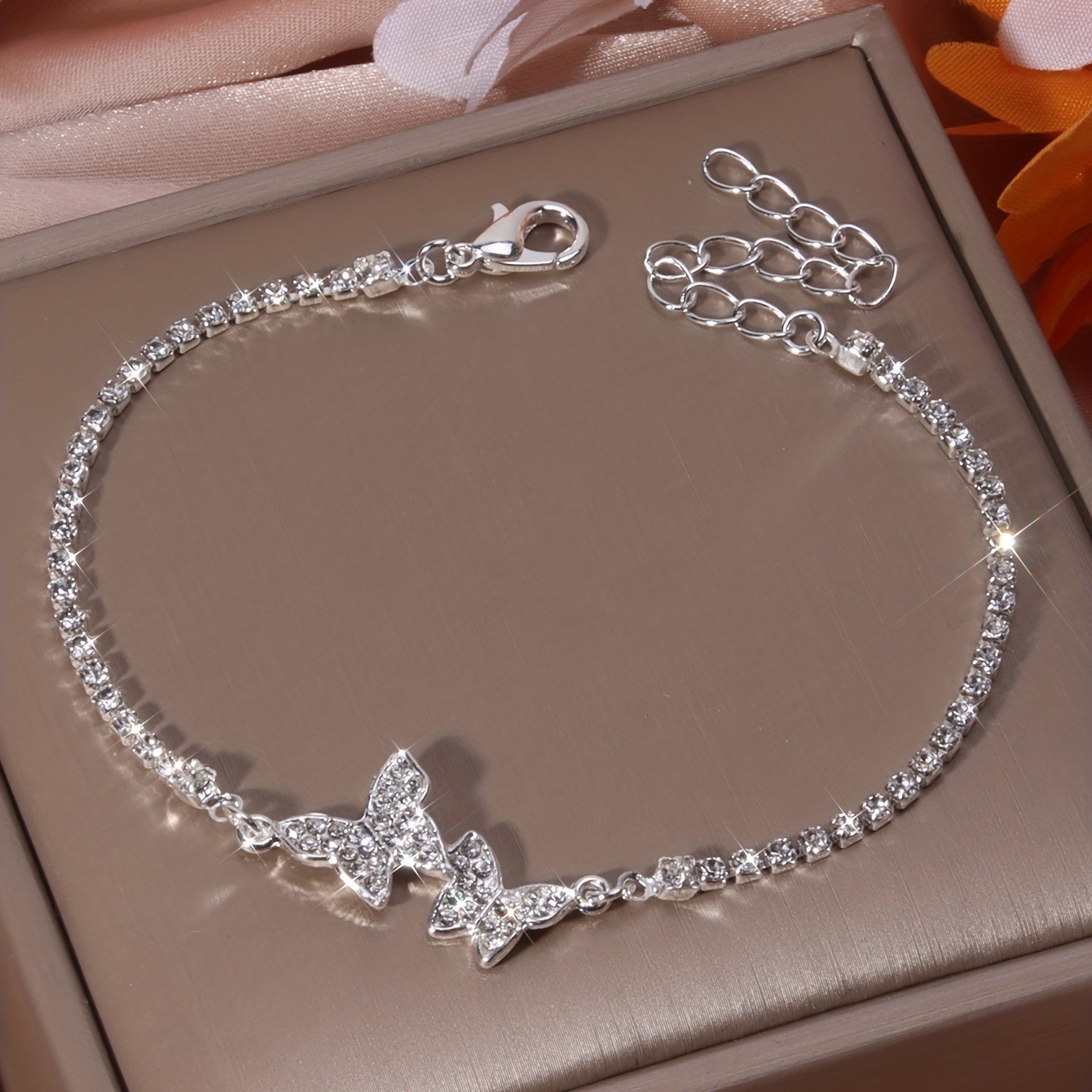 Luxury Brand Designer Jewelry Luxury Brand Designer Jewelry Niche Design Diamond-Studded Butterfly Anklet High-End Versatile Light Luxury Fashion Pers