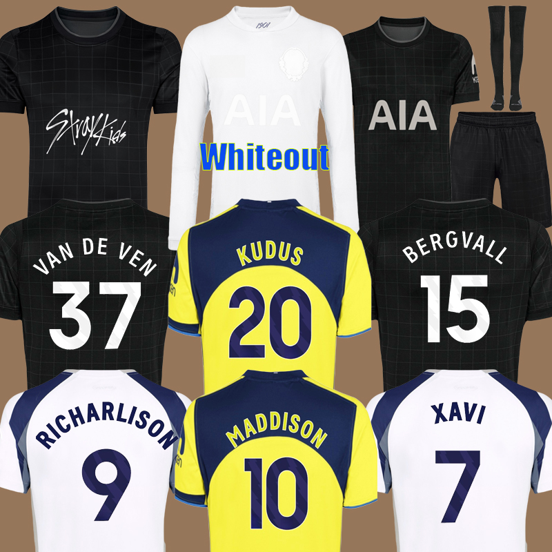 Whiteout 25 26 MADDISON KUDUS XAVI soccer Jerseys KULUSEVSKI KOLO MUANI 2026 ROMERO VAN DE VEN SOLANKE BERGVALL GRAY TEL RICHARLISON Football kit shirts men kids