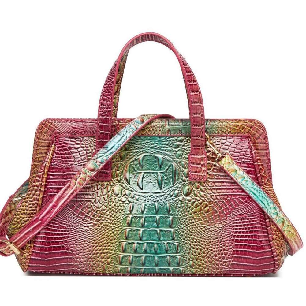 European and American Retro Middle Eastern Cross-Border Amazon Independent Station Handheld Crossbody Women's Bag Multi-Color Crocodile Pattern B