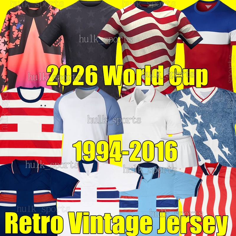 1994 1995 USAs LALAS Retro Soccer Jerseys 2026 United States HARKES RAMOS WEGERLE BALBOA Reyna 94 95 2002 10 14 16 Classic Vintage Men Kids Kits sets football shirts