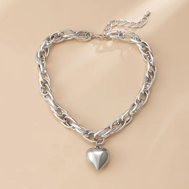 Luxury Brand Designer Jewelry European And American Style Foreign Trade Hot-Selling Jewelry Minimalist Hollow Thick O Necklace Exaggerated Heart Niche