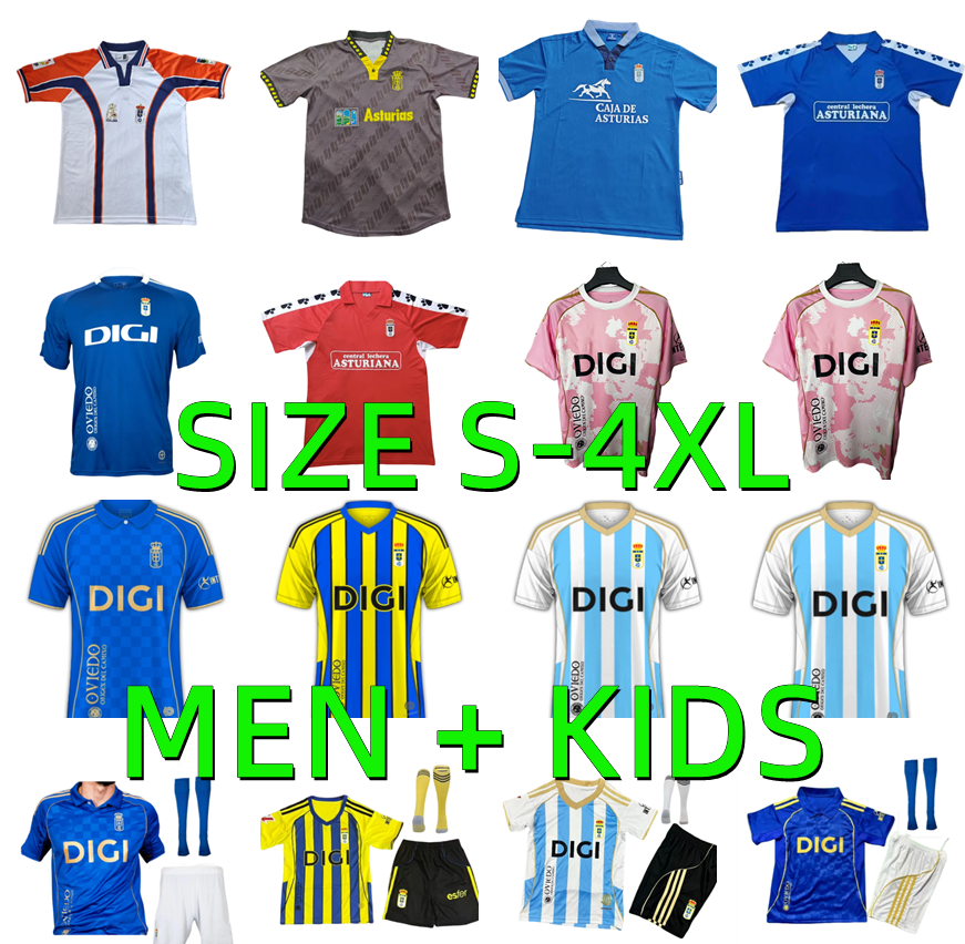 24 25 26 Real Oviedo Mens Soccer Jerseys 1926 1990 1991 1992 Retro JIMMY S. CAZORLA BORJA CAMARASA HUGO ALEMAO SEOANE MOYANO ROMARIO 2025 2026 Men kids Football Shirt