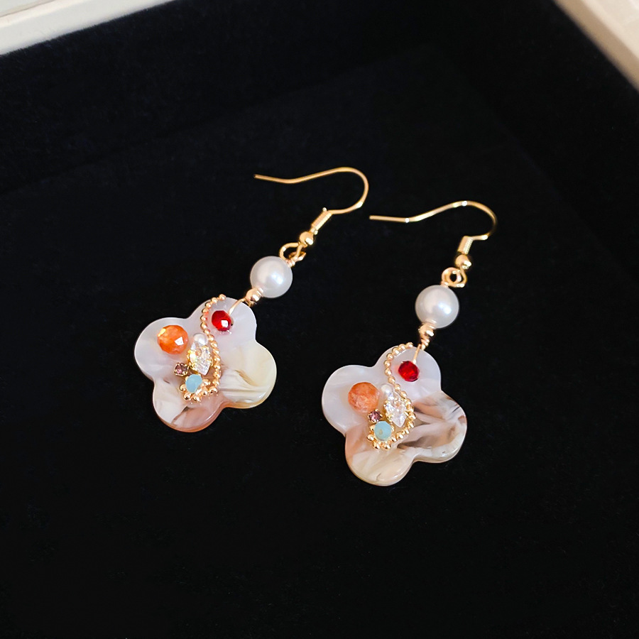 Monet Garden Oil Painting Style Freshwater Pearl Vintage High-end Ear Clips for Women 2026 New Earrings - view 8