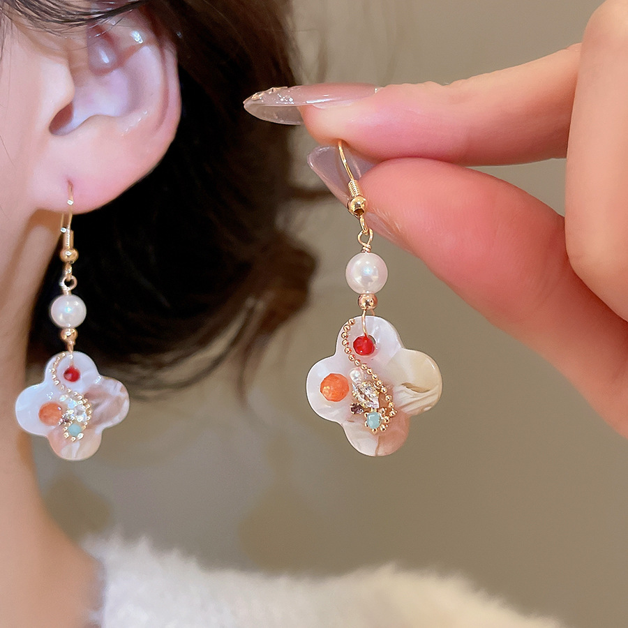 Monet Garden Oil Painting Style Freshwater Pearl Vintage High-end Ear Clips for Women 2026 New Earrings - view 6