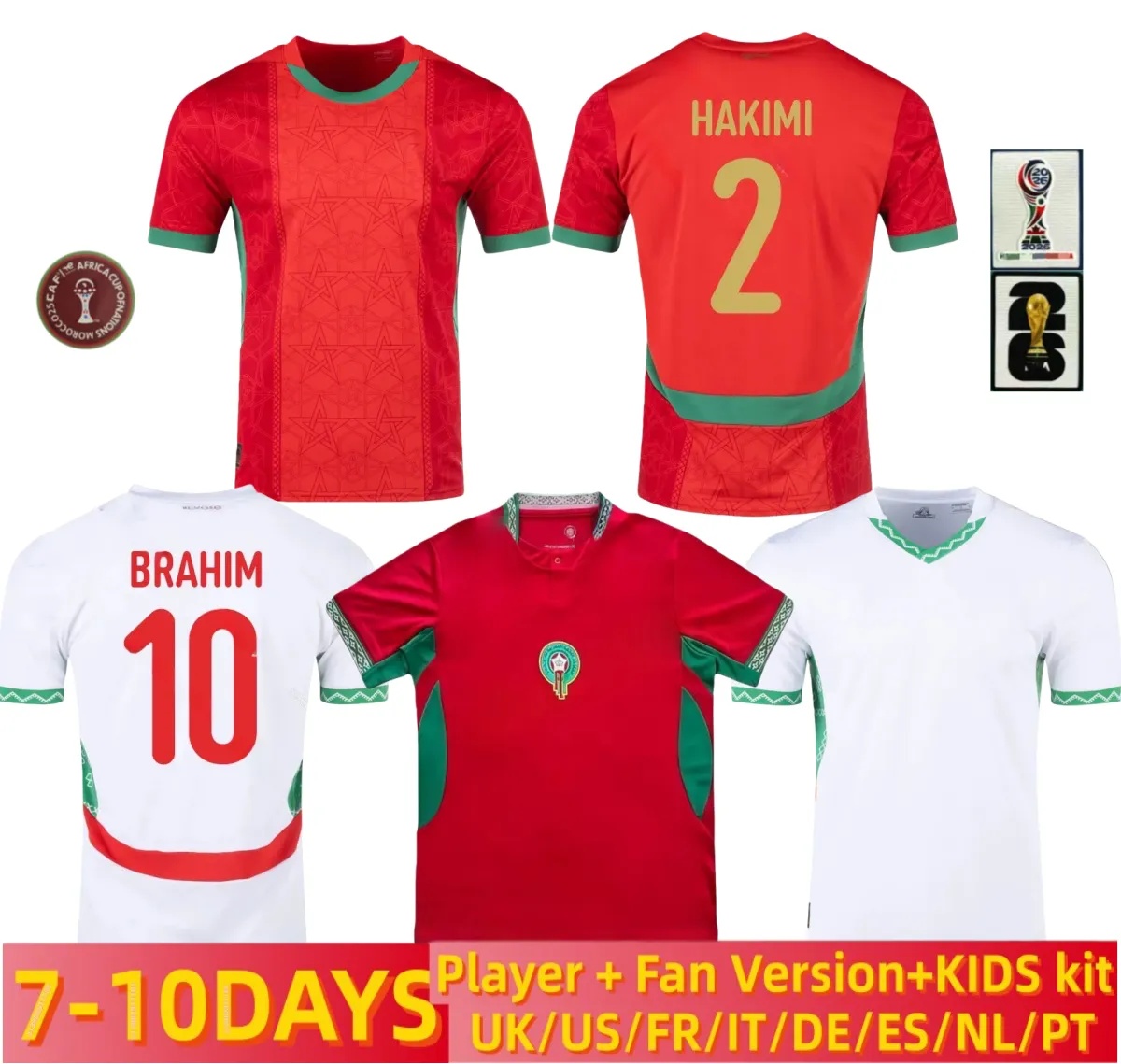 Morocco Camiseta Futbol 2025 2026 World Cup Maroc Tropic Sorber Football Shirt Tops Soccer Jersey Men Home Away Third Trikot Player version Fans Africa Cup