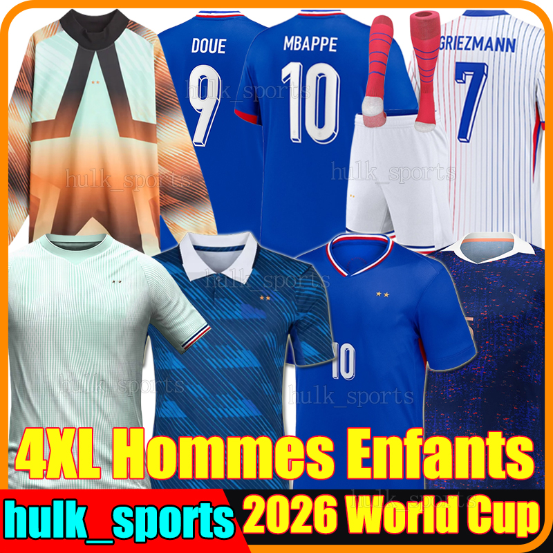 4XL 2026 French club MBAPPE DOUE soccer jerseys 26/27 GRIEZMANN DEMBELE BARCOLA KOLO MUANI OLISE RABIO GUENDOUZI men kids kits socks sets Maillots de football shirt