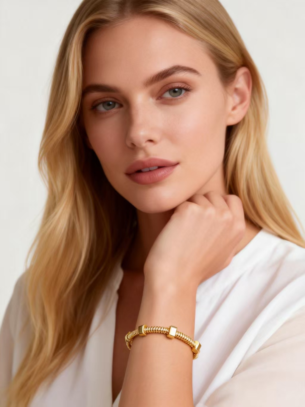 New Ins Style Nut Personality Bracelet Ring for Men and Women Couple Plain Ring Copper Gold Plated Internet Celebrity