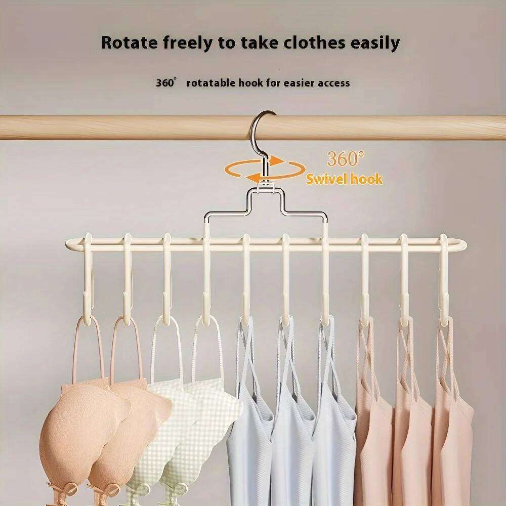 Stainless Steel Multi-Hook Clothes Hanger - Space-Saving Organizer,for Home,Dorm,Closet Storage,Holds Multiple Items Efficiently 26L0112