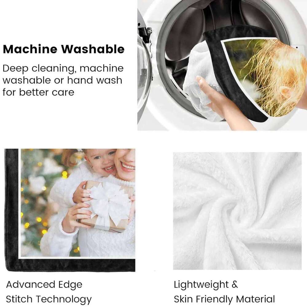 Blanket Custom Fleece Throw with 6 Photos Customized Mothers Day Birthday Gifts for from Daughter Son Best Mom Ever Blankets XJ260112