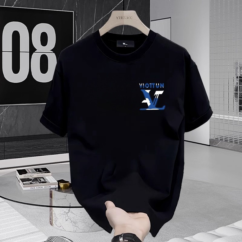 Free delivery Men's T-Shirts Fashionable and minimalist printed round neck T-shirt with loose shoulder and personalized top