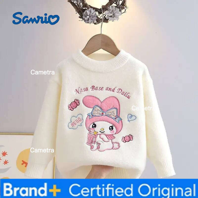 Sanrio Girls Coat New My Melody Autumn Winter Cute Tops Cartoon Pullover Knitwear Base Shirt Kawaii Sweater Gift H260112