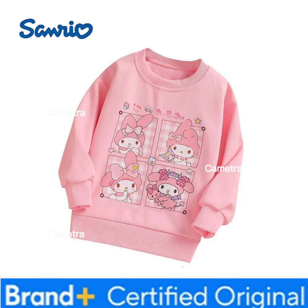 Sanrio Kuromi Girls Hoodie Spring Autumn My Melody Cute Printing Long Sleeves T-Shirt Pullover Sweater Leisure Bottoming Shirt H260112