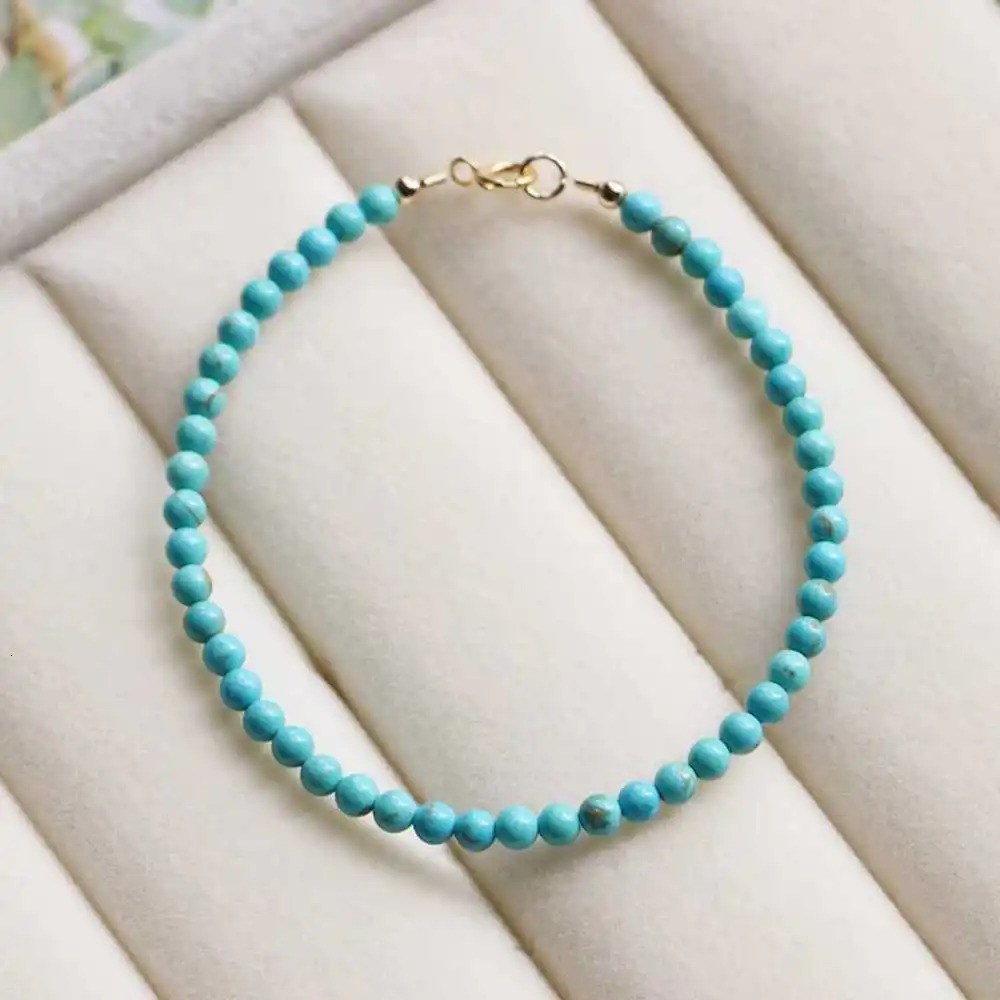 4MM Beautiful Natural Turquoise Beads Bracelet Easter Buddhism Diy Beaded Souvenir Pray Energy National Style Healing Handmade 260107