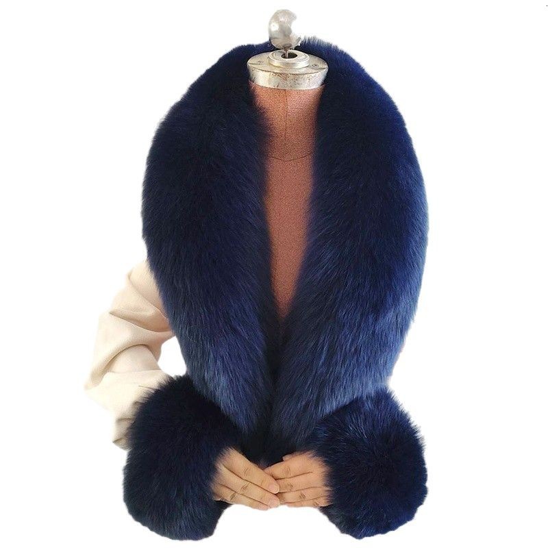 Winter Natural Fox Fur Scarf And Cuff Set Women Jacket Fur Collar Neck Warm Scarves Fluffy Fox Fur Shawl 251015