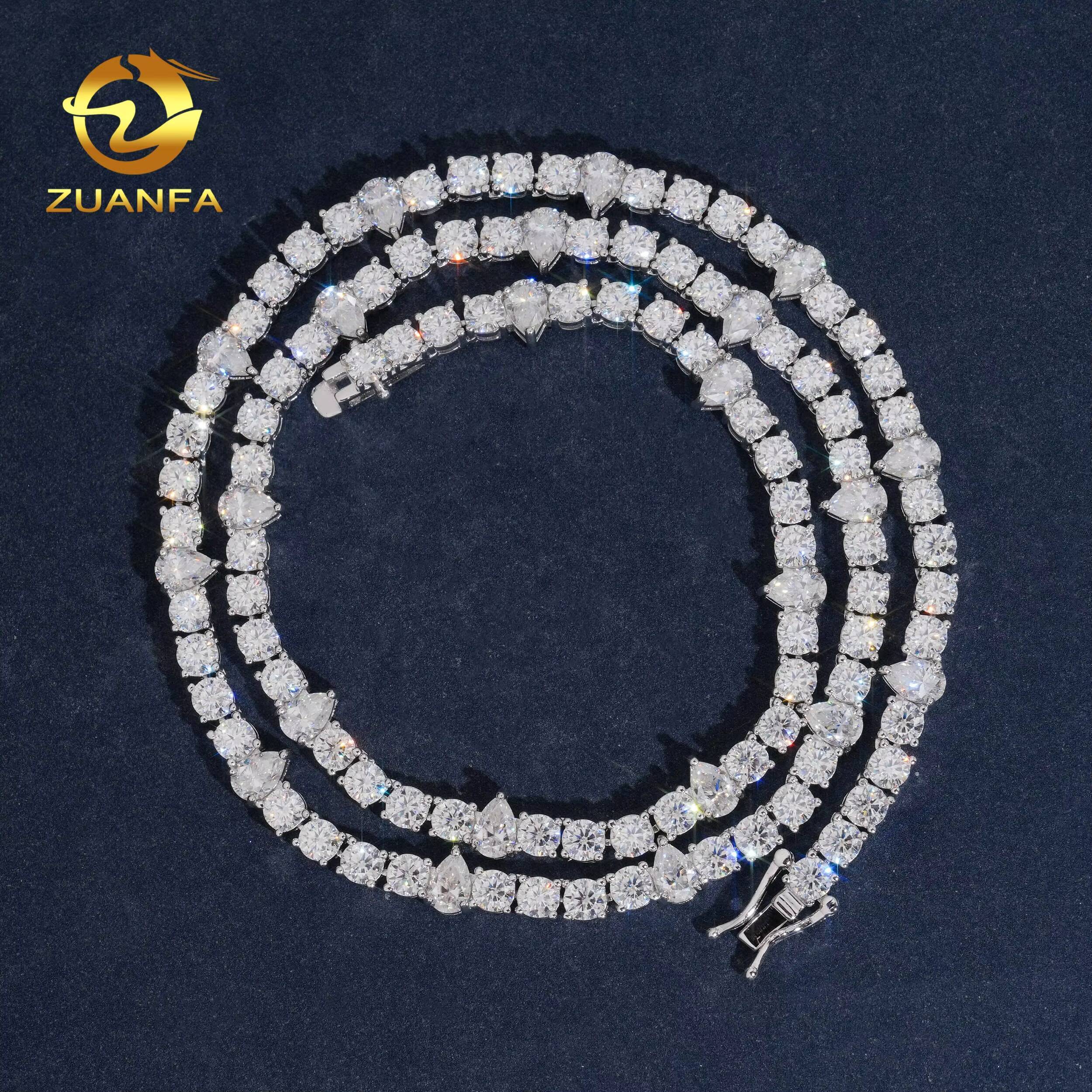 New Arrival 4mm Round Diamond 925 Silver Tennis Bracelet Pear Cut VVS Moissanite Fine Hip Hop Iced Out Diamond Jewelry Necklace