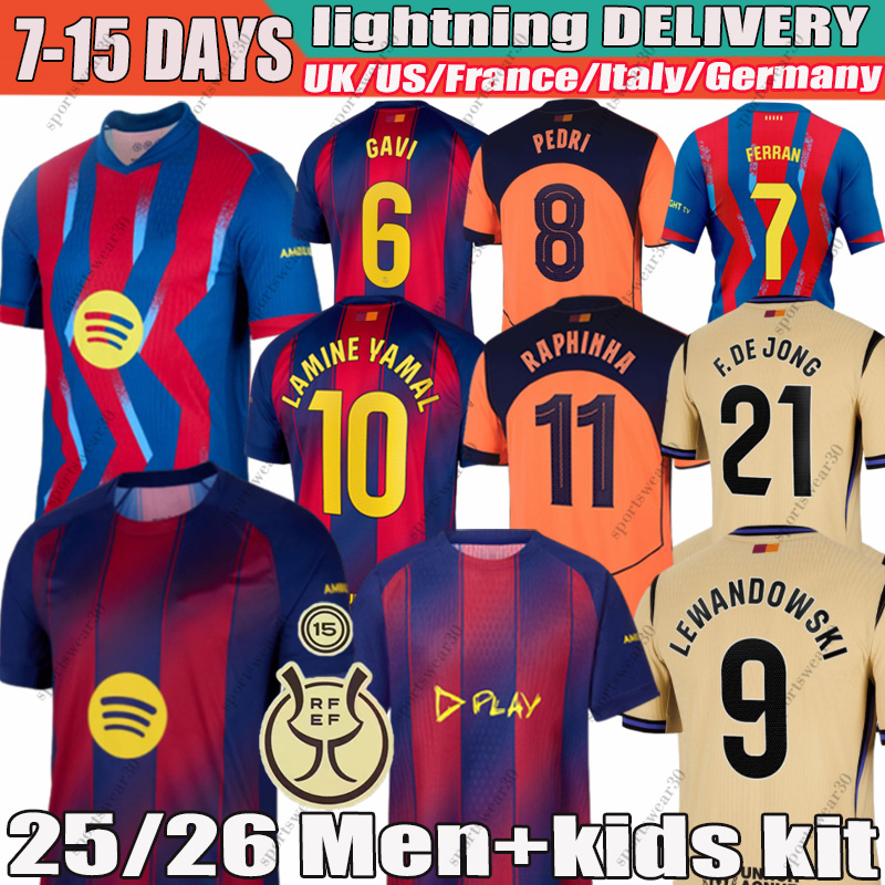 25 26 Barcelona #10 LAMINE YAMAL Soccer Jerseys XXXL 4XL RAPHINHA PEDRI GAVI LEWANDOWSKI RASHFORD F. DE JONG FERRAN OLMO FERMIN KOUNDE 2025 football shirt mens kit kids