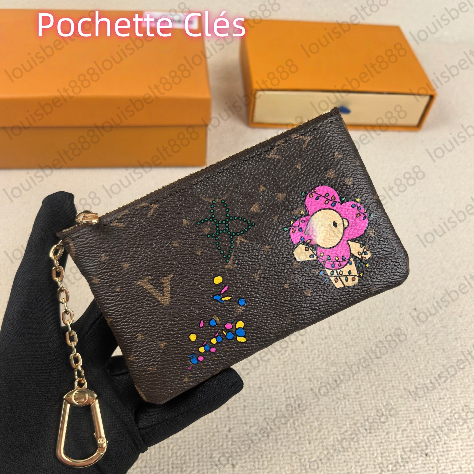 Designer Pochette Cles key Wallets for men and women classic luxury coin purse passport clip credit card clip tablet bag, available in 4 sizes for selection Card holder