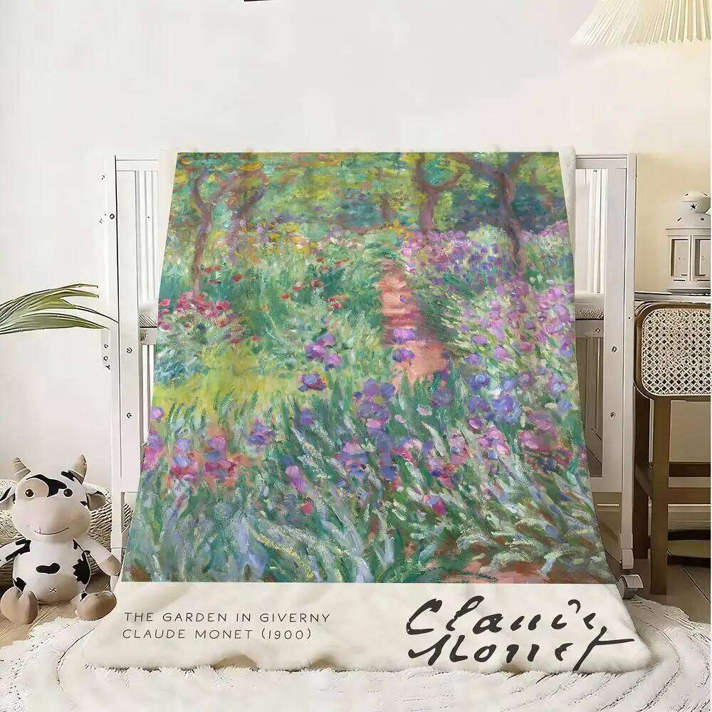 Retro C-Claude M-Monet ART Flannel Fluffy Soft Blanket Warm Skin-Friendly Throw for Sofa Bed Office Nap Winter XJ260112