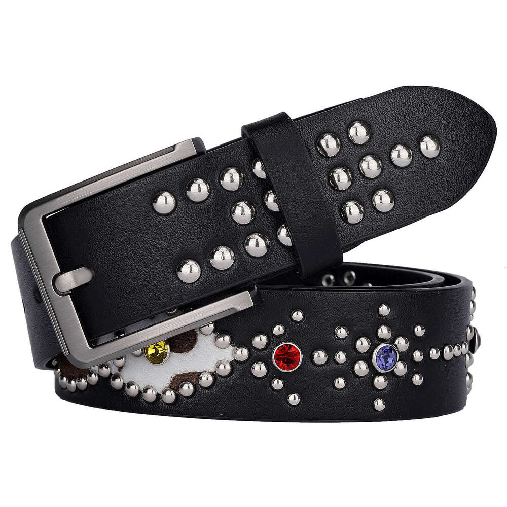 designer belt Vintage Rivet High-End Men's Inlaid with Rhinestones Fashion Punk Personality Y2K Belt for Men
