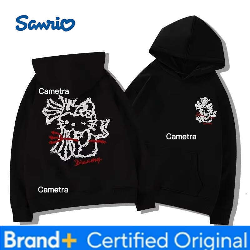 Sanrio Women's Hoodies Autumn Winter Clothing Cute Anime Hello Kitty Design Graphics Hooded Loose Sweatshirt Y2K Oversized Cotton Tops H260112