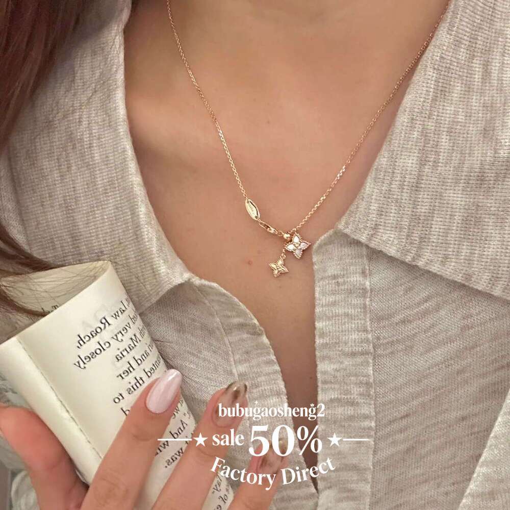 Elegant Mother-of-Pearl Clover Jewelry Set Four-Leaf Clover Bracelet Light Super Fairy Mini Pink Pendant Necklace for Women